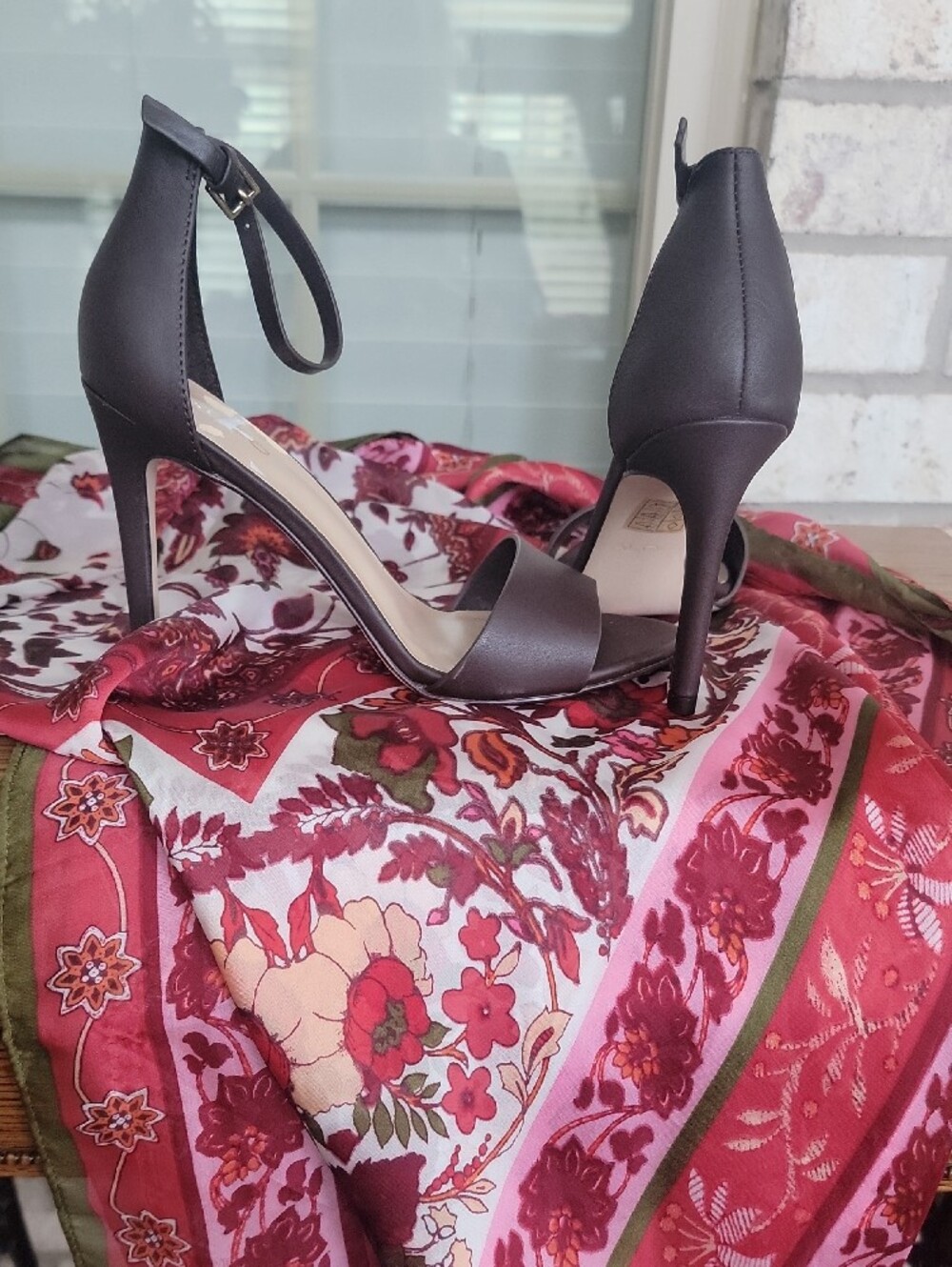 ALDO Dark Brown Open-Toe Ankle-Strap Heels - Picture 3 of 5